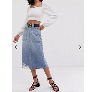 FREE PEOPLE Elisa Denim Pencil Skirt SIZE 12